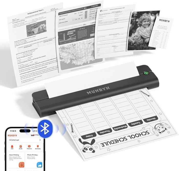 Imprimante Thermique Portable ByteCintia C80 - Format A4, Sans Encre, Bluetooth & USB, Pour Mobile