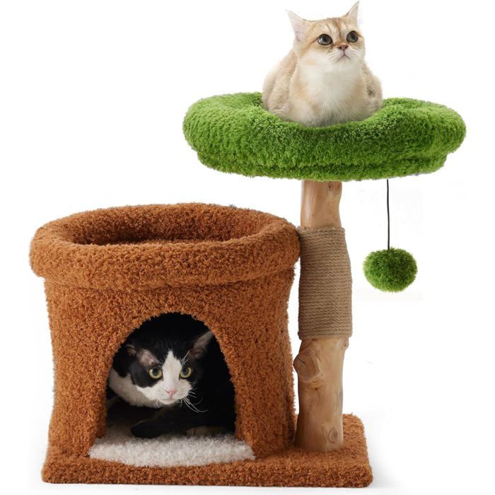 Comparer les prix de Petit Arbre À Chat Tour À Chatons De Style Plante Avec Griffoir Unique En Bois Massif Joli Griffoir Pour Chat Avec Lit Doux Po