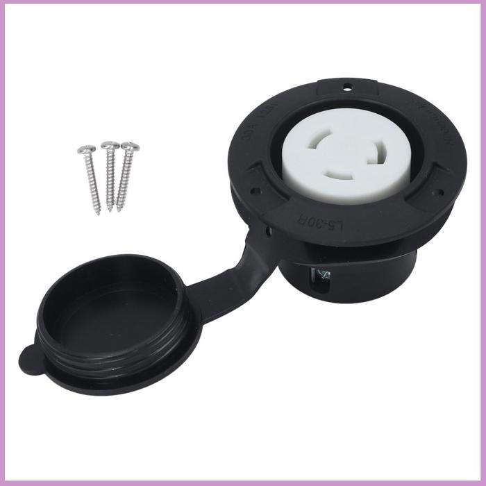 Prise électrique 15A ETL Avec Bride - Neuf, Pour Camping-car, Chauffage, Pare-chocs, Noir, Nylon