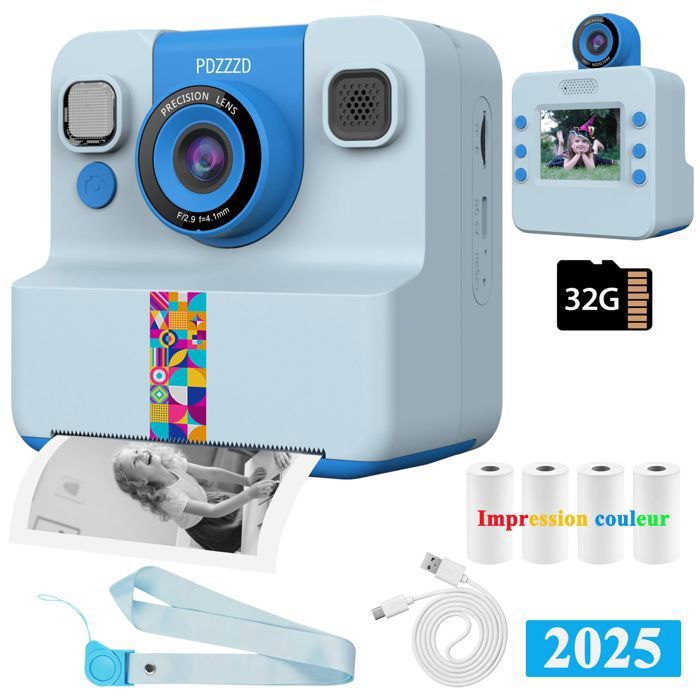 Appareil Photo pour Enfants 2400W, Nouveau Style 2025, Impression