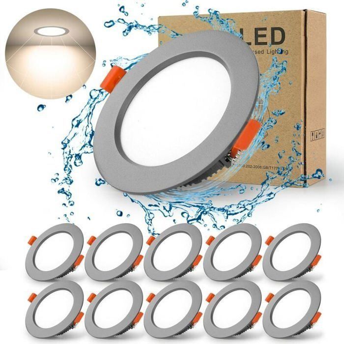 Lot 12 Spots LED Encastrables Extra-Plats Dimmables 5W – 3000K/4000K/6000K – IP44 Salle De Bain