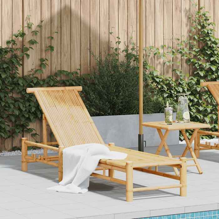 (Marron)Chaise longue contemporain - SIGNOR - Transat de soleil 55x199x30 cm bambou 984411