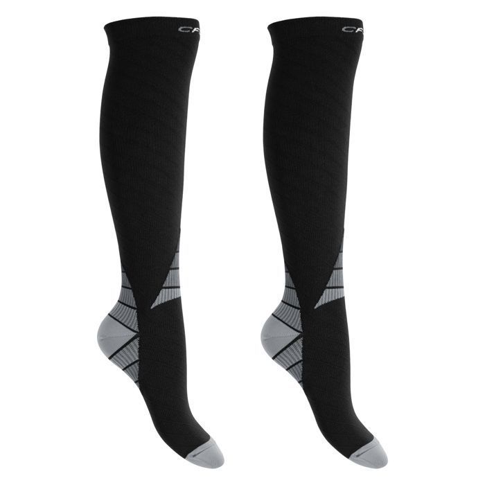 CFLEX Chaussettes de sport pour hommes et femmes (2 paires) Chaussettes hautes de compression - Noir Gris