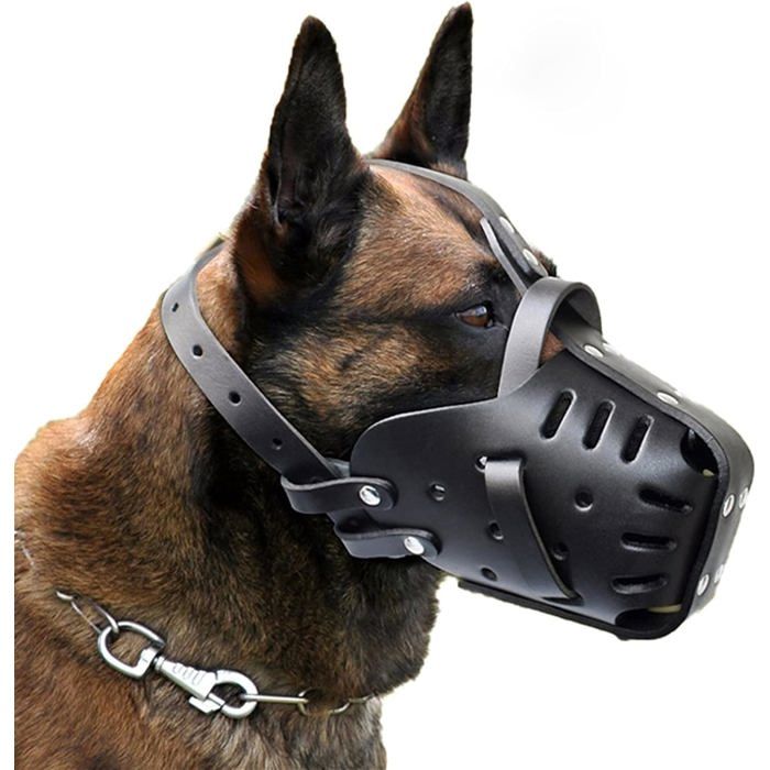 Comparer les prix de Muselière en cuir pour chiens - MICH - Taille M/L - Anti-morsure - Pour berger allemand et Doberman - Confortable