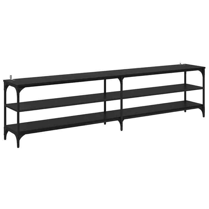 En solde Meuble TV pour Télévision - CLOUD - Meuble Télé Bas - Chêne noir 200x30x50 cm Bois dingénierie et fer LL5435