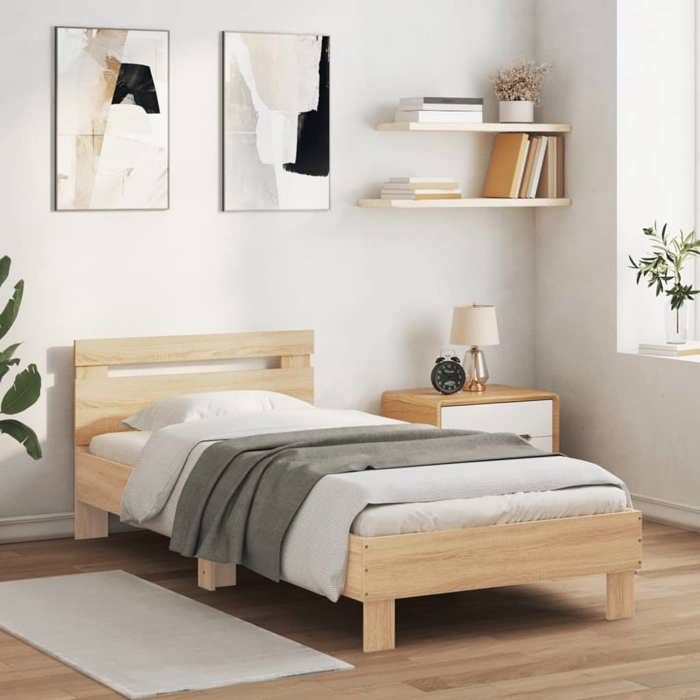 Sale SpringLit 1 places Brun - 90x190 cm - LEMON® - Cadre de lit - sans matelas - avec lumières LED 90x190 cm 7730136