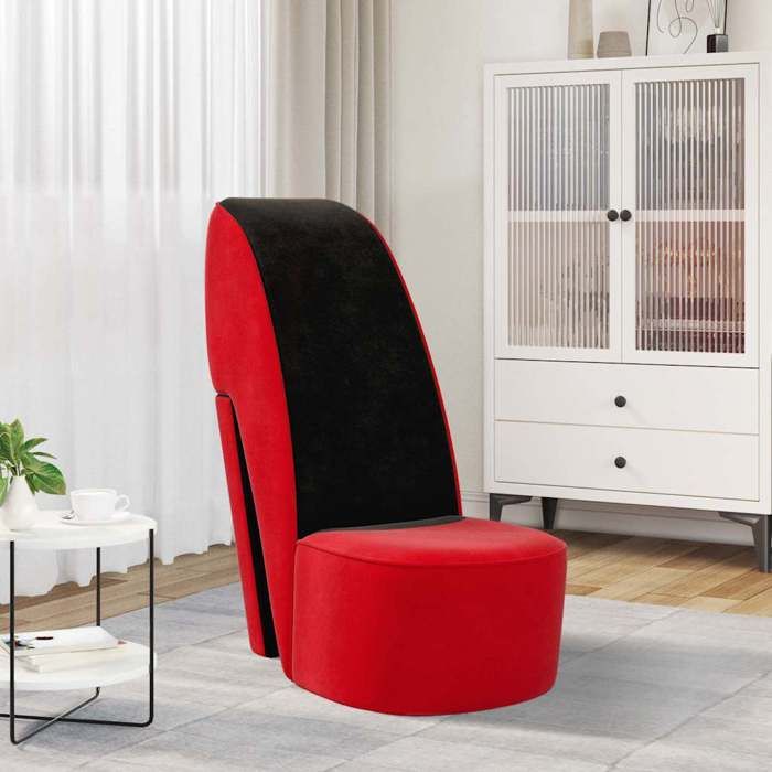 Rouge Fauteuil simple Magnifique Chaise en forme de talon haut rouge velours 43x82 5x85 5cm CL9761357