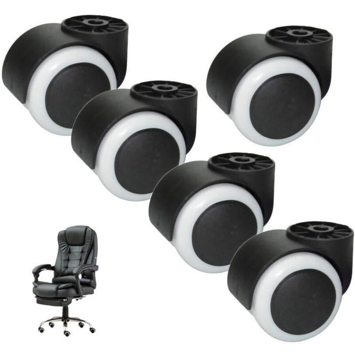 Roulettes pour chaise de bureau Roulettes sans tige de 2 pouces Roulettes de mobilier noires et silencieuses Roulettes pour chaise