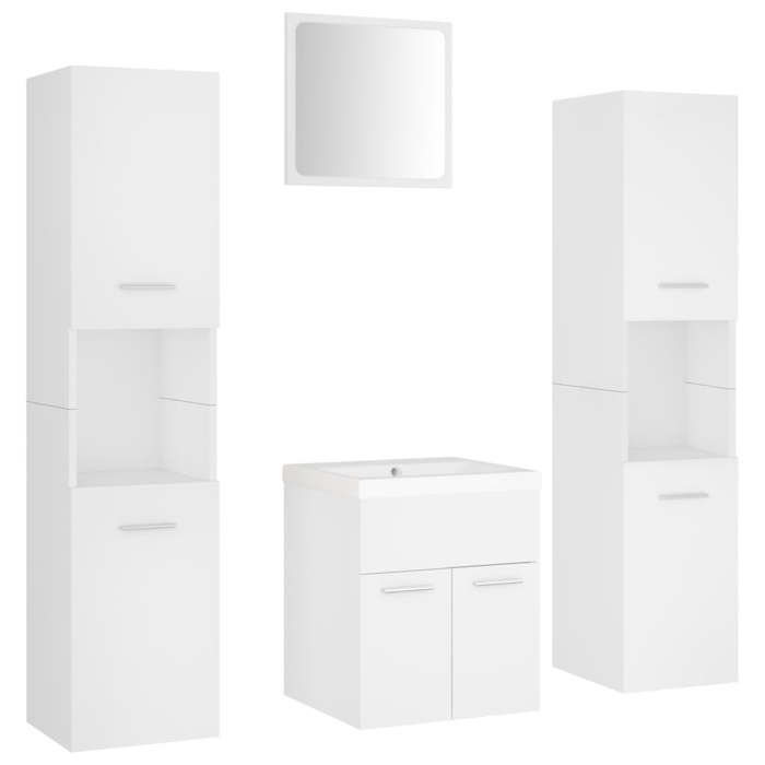 Blanc Mobilier de bains -  Ensemble de meubles de salle de bain Blanc Aggloméré m773