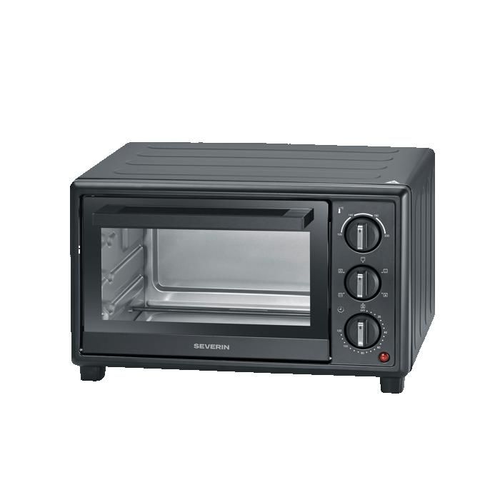 Mini-four Electrique compact 20L - SEVERIN - TO2079 - Four posable 1400W chaleur tournante avec pierre à pizza noir