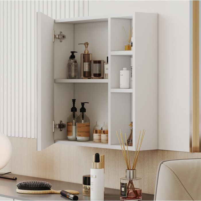 ROVRYN Armoire miroir murale salle de bain 55 x 13 x 56 cm 1 porte MDF HDF et verre blanc