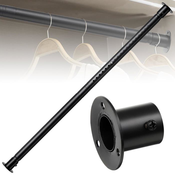 Tringle à vêtements extensible de 40 à 65 cm en Acier Matte Noir pour chambre à coucher buanderie jin intérieur BARRE DE PENDERIE