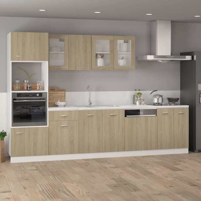 Bon marché *Meuble Bas Lyon Chêne Sonoma 60 x 46 x 815 cm en Bois d’ingénierie avec 2 portes et 2 étagères pour Cuisine 42980