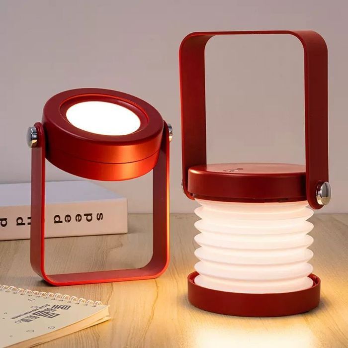 Lanterne déclairage rétractable (rouge) lampe tactile à intensité variable lampe de chevet avec veilleuse de sécurité table de