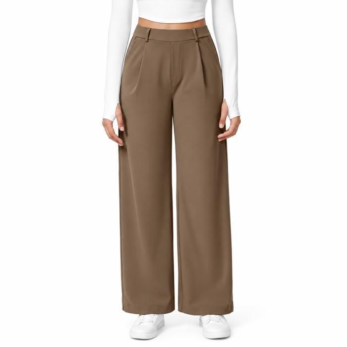ENSEMBLE DE VETEMENTS DE SPORT Pantalon tailleur femme AProsp coupe droite ample avec poches tailles S-3XL marron