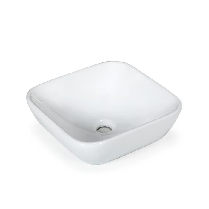 Vasca Vasque Carree En Ceramique A Poser Blanc Achat Vente