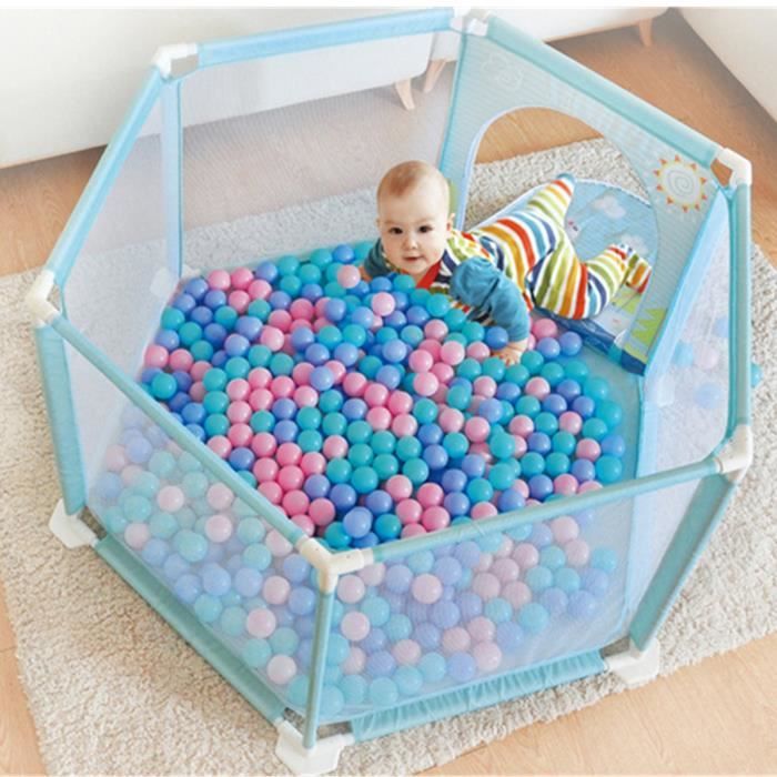 Bleu Foncé:Babyblue/Bleu/Perle Selonis Parc Bébé Avec 100 Balles Plastiques Aire De Jeu Pliable Basket Football 