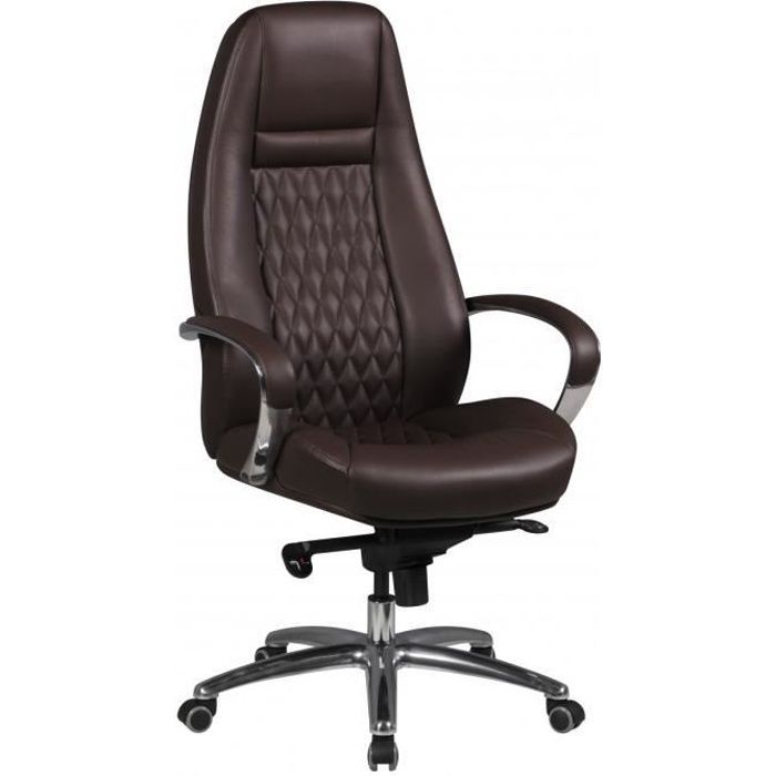 chaise de bureau amstyle austin en cuir marron - fauteuil de direction haut avec appuie-tête x-xl