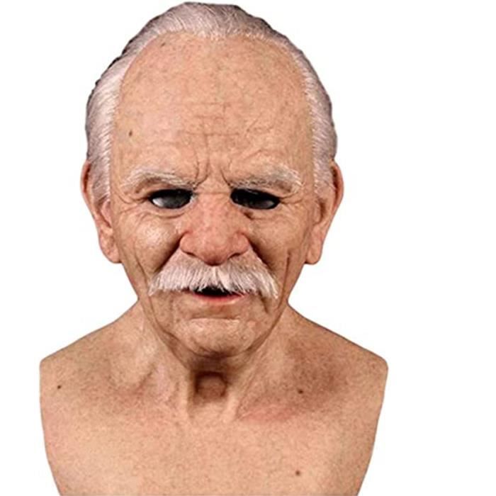 Masque, Halloween Cheveux Blancs Souriant Vieil Homme Masque en