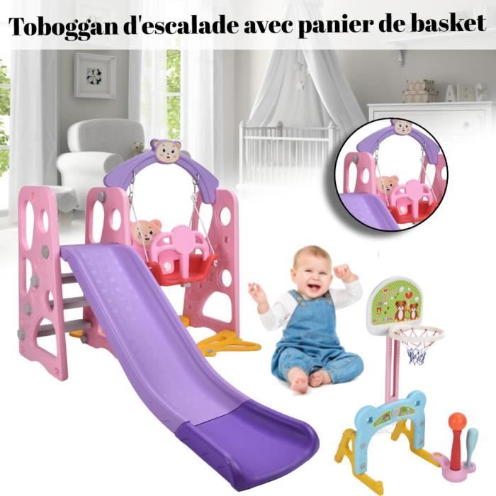 Combinaison Balançoire Et Toboggan Enfant 9 En 1 - Toboggan Renforcé Extra Long Vitality Kaki
