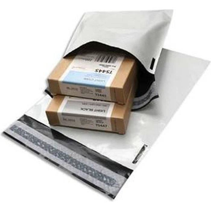 50 enveloppes plastiques blanches opaques 350x450mm, sachets d
