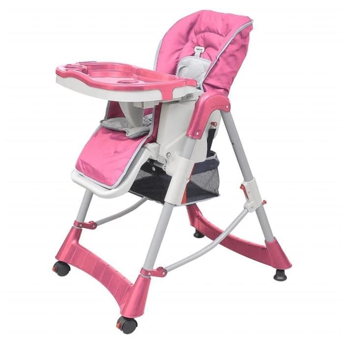 Chaise Haute Pour Bebes Deluxe Rose Hauteur Reglable Cdiscount Maison