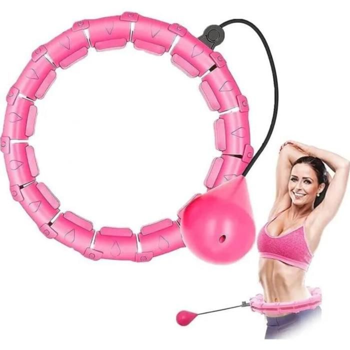 Cerceau Hula Hoop Infinity Lesté, Design 2 En 1, Couleur Rose, 54 Pouces, Pour Fitness Et Perte De Poids