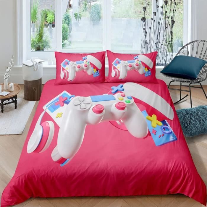 Gamer Parure De Lit 140X200 Cm 1 Personne 3D Manette De Jeu Housse De
