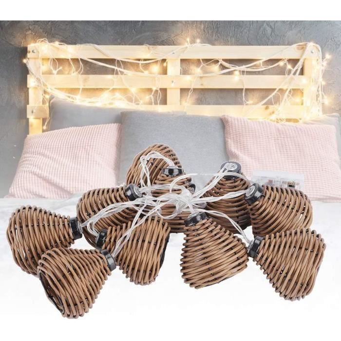 12 Boules Déco Rotin Tressé Kidlearn 7cm - Décoration Table, Panier, Mur Brun Naturel