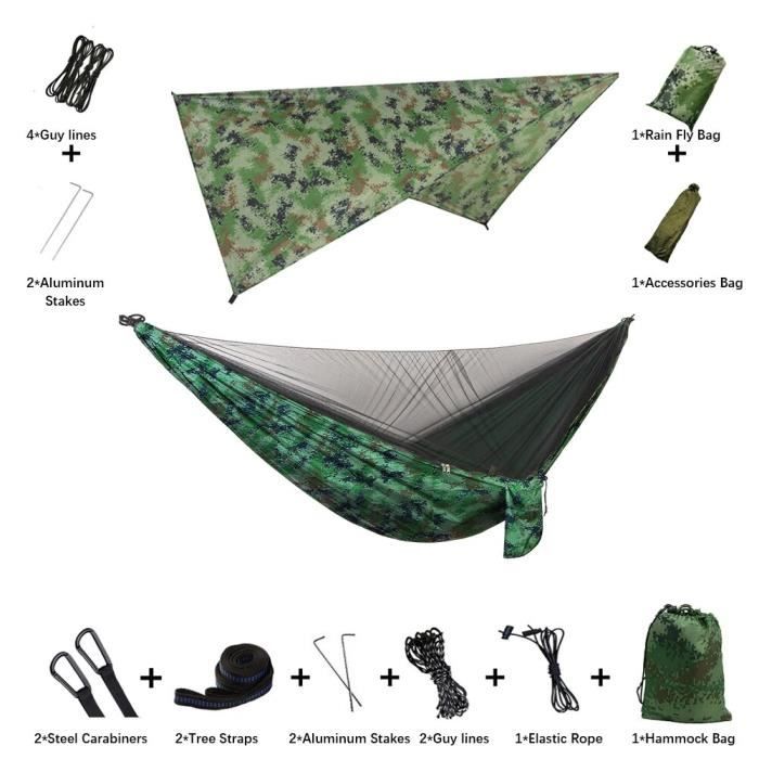 Hamac De Camping 2 Places Avec Sous-courtepointe Thermique - Vert - Ultraléger