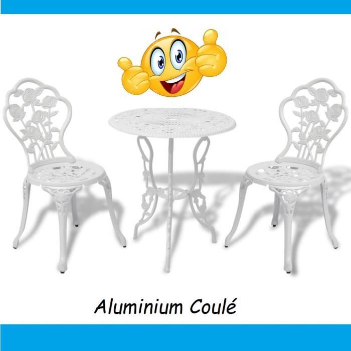 Ensemble Table Et Chaises En Aluminium Blanc Effet Fer Forge