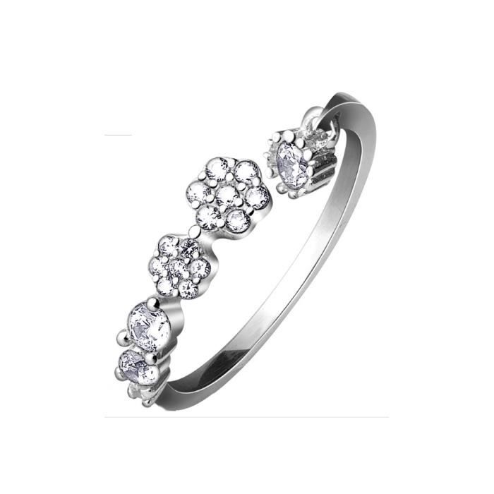 Bague Ajustable Argent 925 Zirconiums Ronds Fleurs Achat Vente