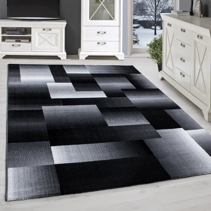 tapis et moquettes tapis de salle de sejour court flor design tapis treillis modele de couleur gris maison