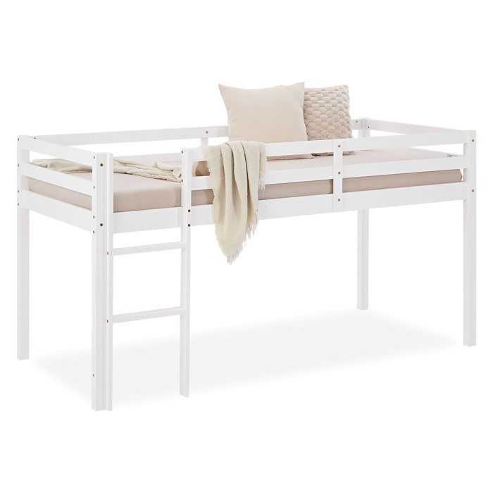 Lit mezzanine enfant 90x200 cm en bois blanc - Modèle BASIC - Homestyle4u - Lit surélevé gain de place (sans sommier) Lit mezzanine enfant 90x200 cm en bois blanc - Modèle BASIC - Homestyle4u - Lit surélevé gain de place (sans sommier)