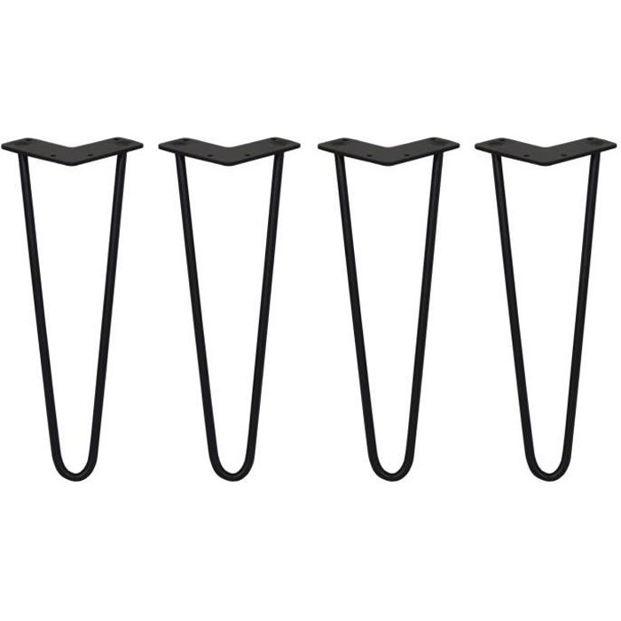 Pieds de table en épingle à cheveux SKISKI LEGS - Noir - 35,5cm - 2 tiges en acier - Finition mate