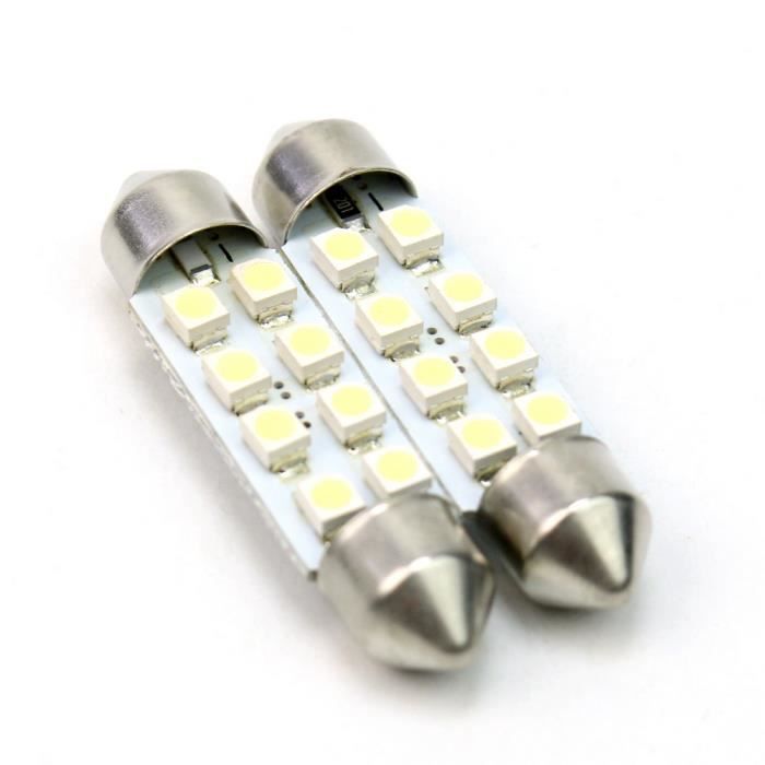 1.72 LED Auto Veilleuse Ampoule Voiture Lampe Pack de 4 DC12V Ampoule Navette de 3528 8-SMD LED 42mm