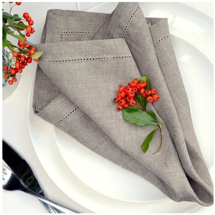 Lot de 4 serviettes de table r/éutilisables et durables Motif /à pois Noir sur gris clair 50,8 x 50,8 cm