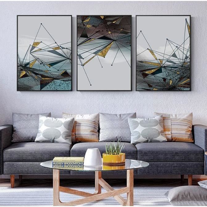 Tableau Abstrait Géométrique Sur Toile 70x100 Cm - Rouge Et Multicolore - Neuf ARTTOR