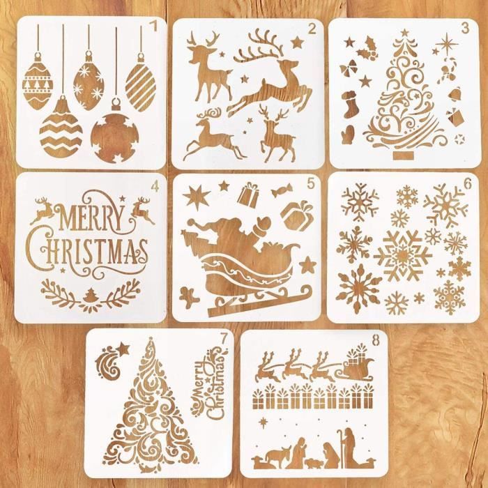 Lot De 4 Pochoirs Réutilisables A4 Pour Peinture Sur Bois