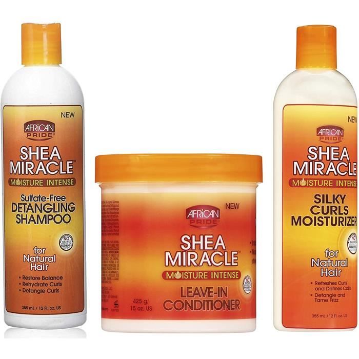 SHAMPOING African Pride - Lot de trois soins capillaires Shea Miracle - shampoing dé mê lant 355 ml-aprè s-sham1478