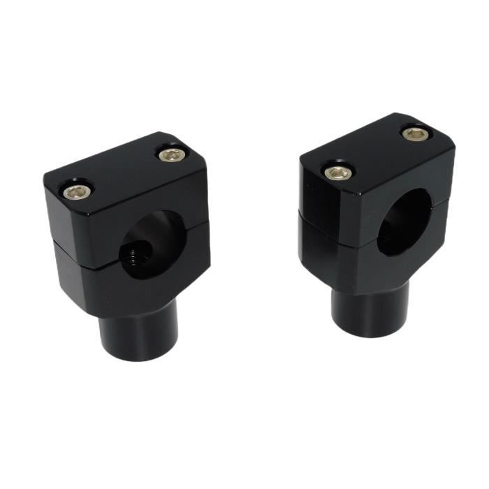 Pinces De Guidon Moto Universelles 22mm - Rehausseur 30mm, Recul 20mm - Alliage Aluminium CNC Anodisé Noir