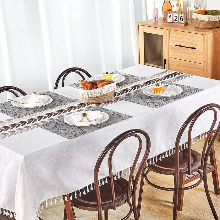 Nappe rectangulaire tissu PVC (140 x 240 cm) Delicia Taupe - Linge de