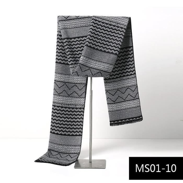 Écharpe Homme Laine Cachemire Noir Carreaux D'Écosse