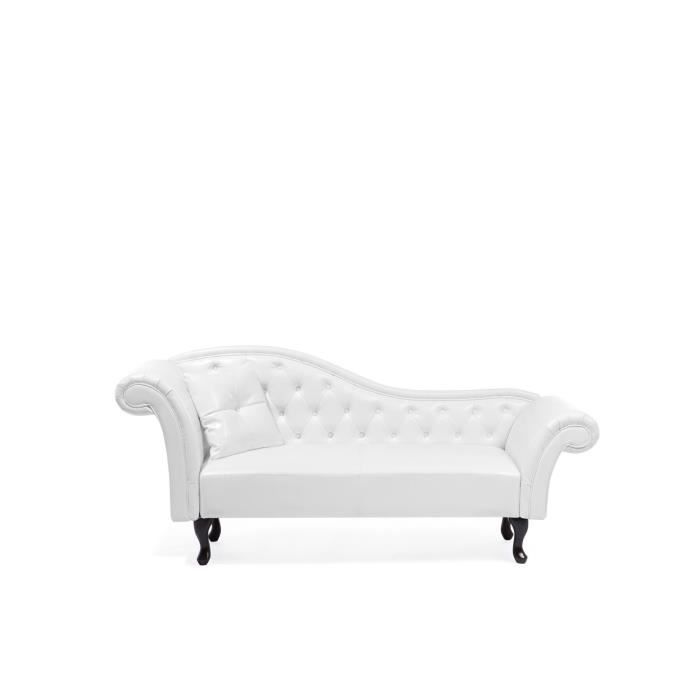 Beliani - Chaise longue Chesterfield en simili-cuir blanc LATTES Beliani - Chaise longue Chesterfield en simili-cuir blanc LATTES