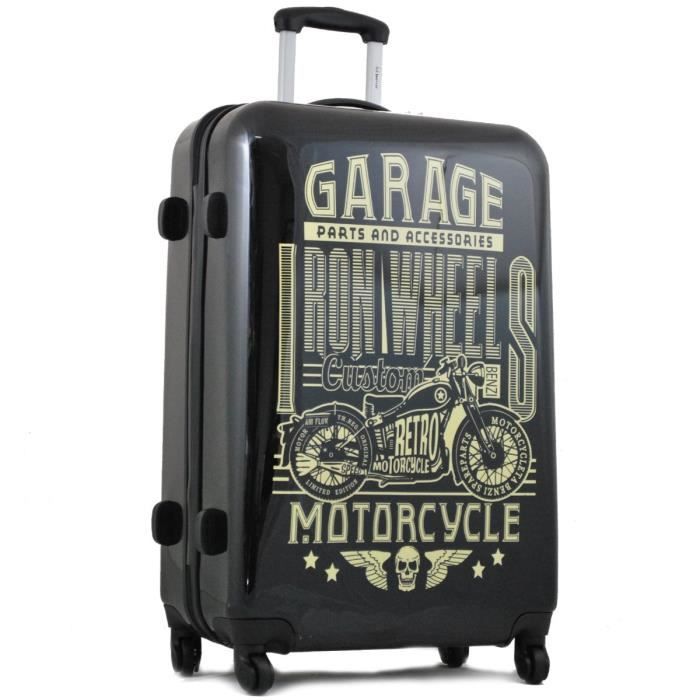 Valise 70cm 4 roues BENZI motif Motorcycle Noir