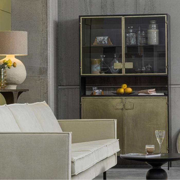 Vitrine en métal - BE PURE - Vintage - Finition laiton antique - 4 ...