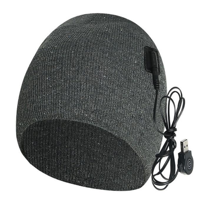 Comparer les prix de Bonnet Tricoté Chauffant Électrique USB Hiver 3 Niveaux de Chauffage Homme Femme Gris