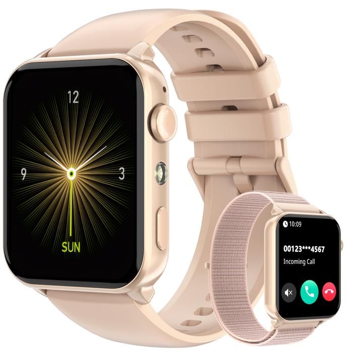 montre connectee rose poudré