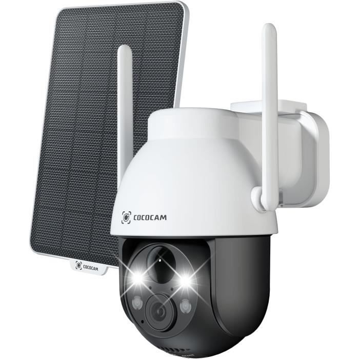 2K Caméra Surveillance WiFi Exterieure sans Fil Solaire avec Batterie 5000mAh, Camera Solaire Exterieur 360° PTZ, 2.4GHz - Bricolage