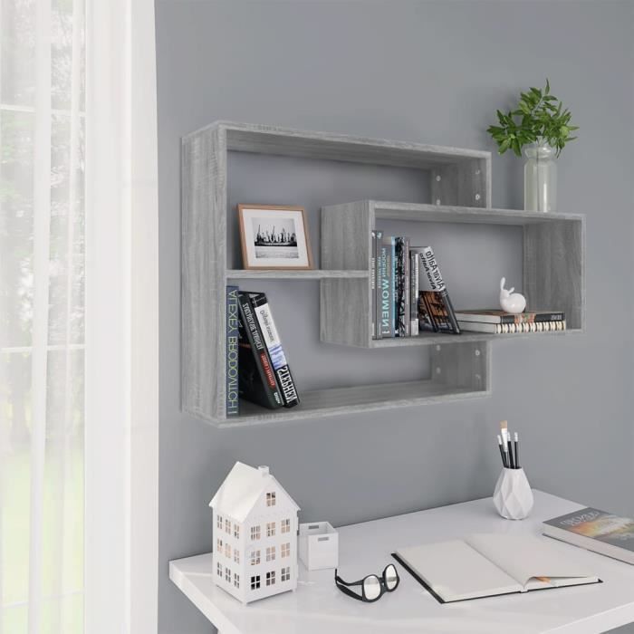 Étagère Murale 3 Compartiments Blanc Brillant 104x20x58,5 Cm - Étagère Flottante Pour Salon Bureau